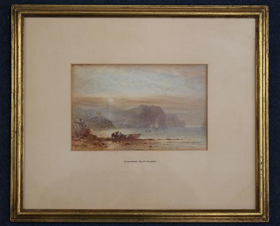 George Weatherill (1810-1890) Staithes Cliff, Whitby, 4.25 x 6.5in.